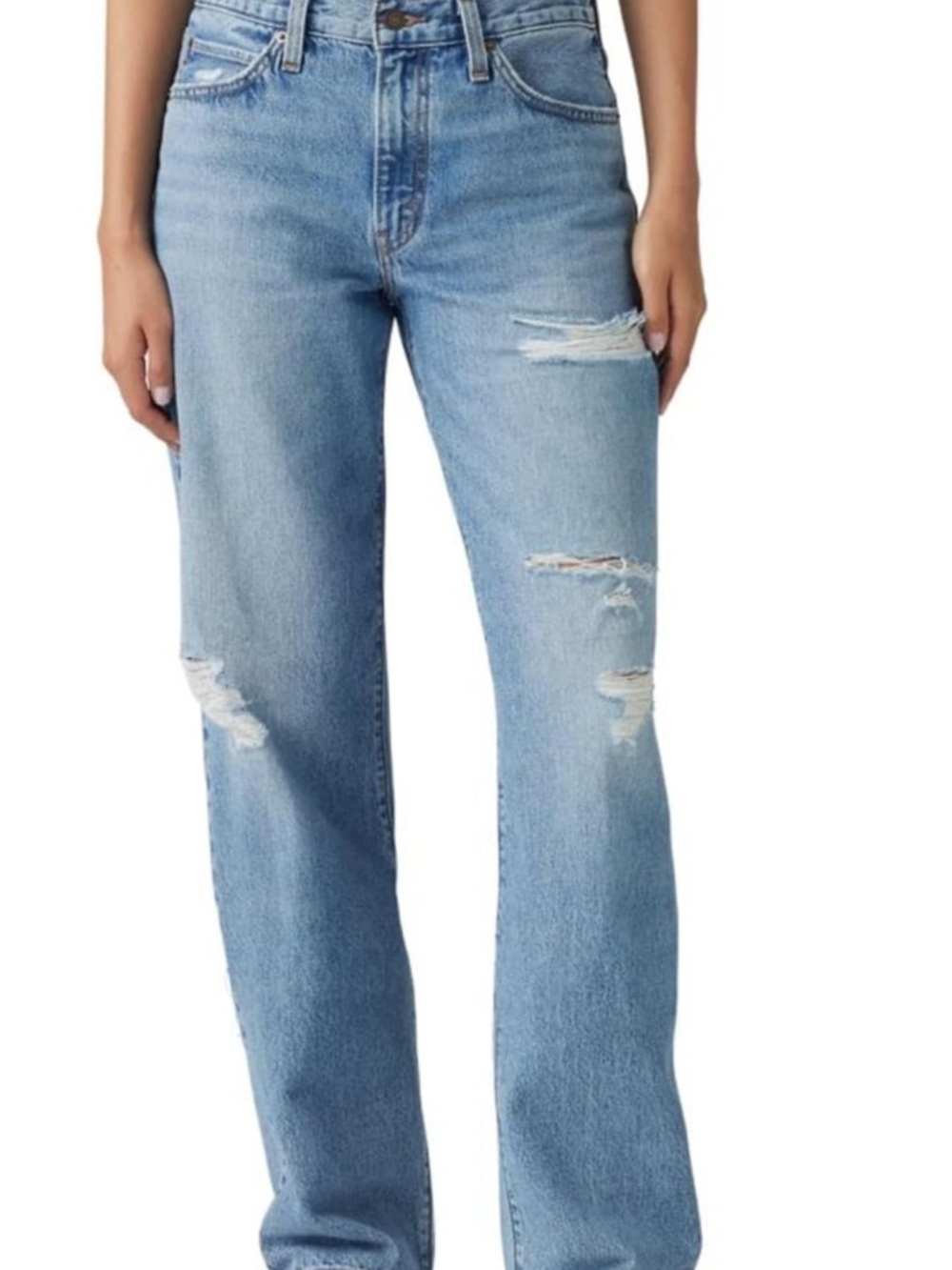 Levi's Light Blue Distressed Wide-Leg Jeans
